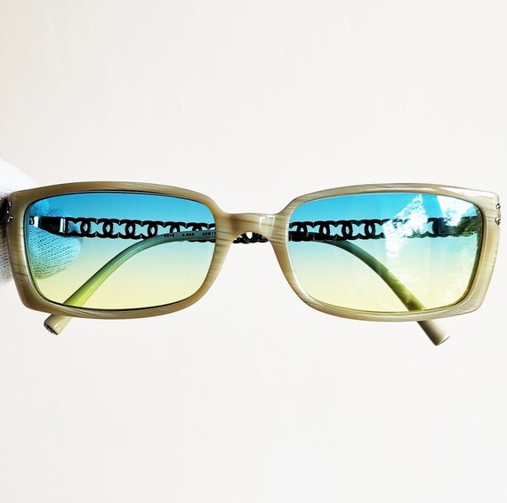 CHANEL Vintage Sunglasses Rare Square Rectangular Wrap Frame 