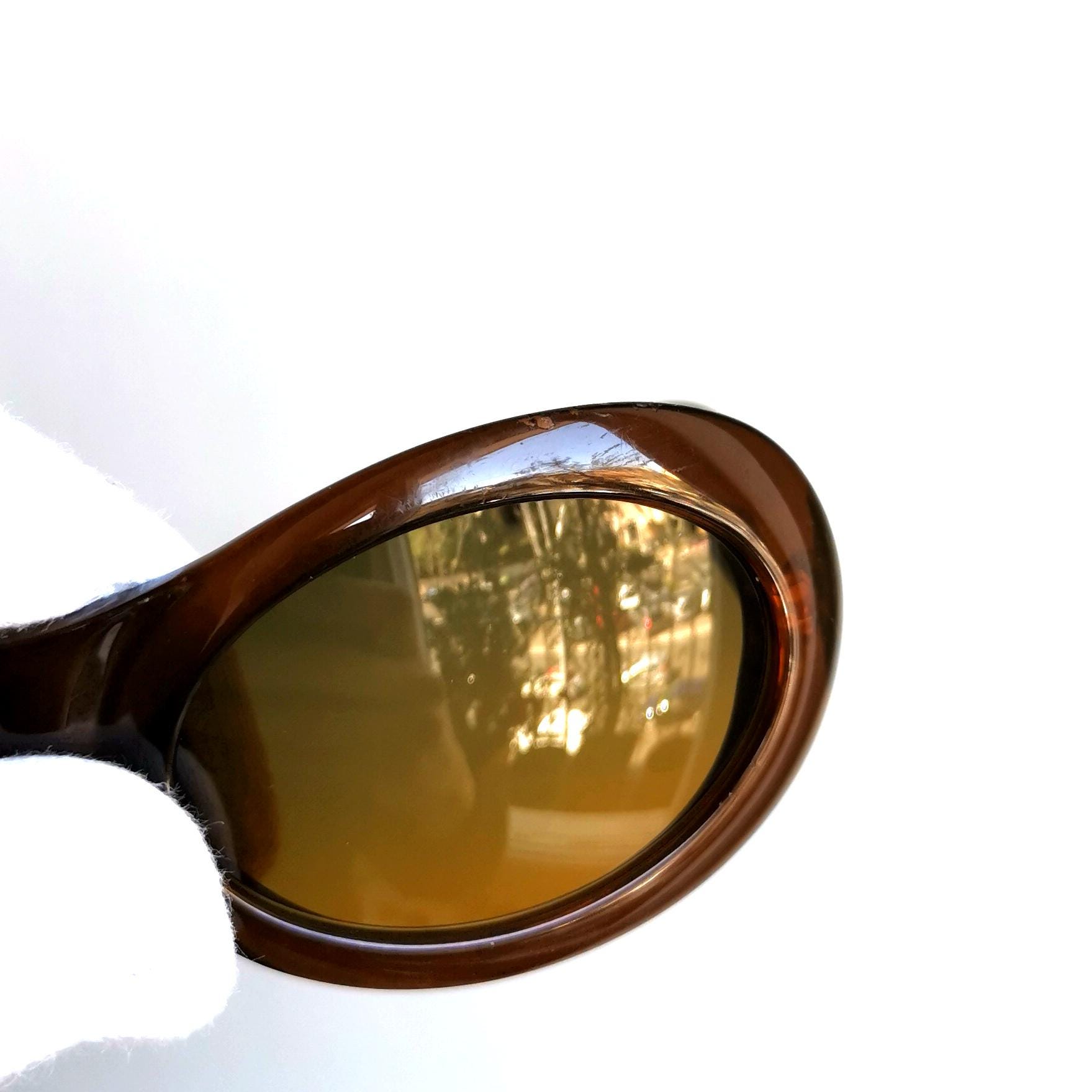 GUCCI Vintage Sunglasses Oval Brown Gold GG Frame GG2400/N/S 90s