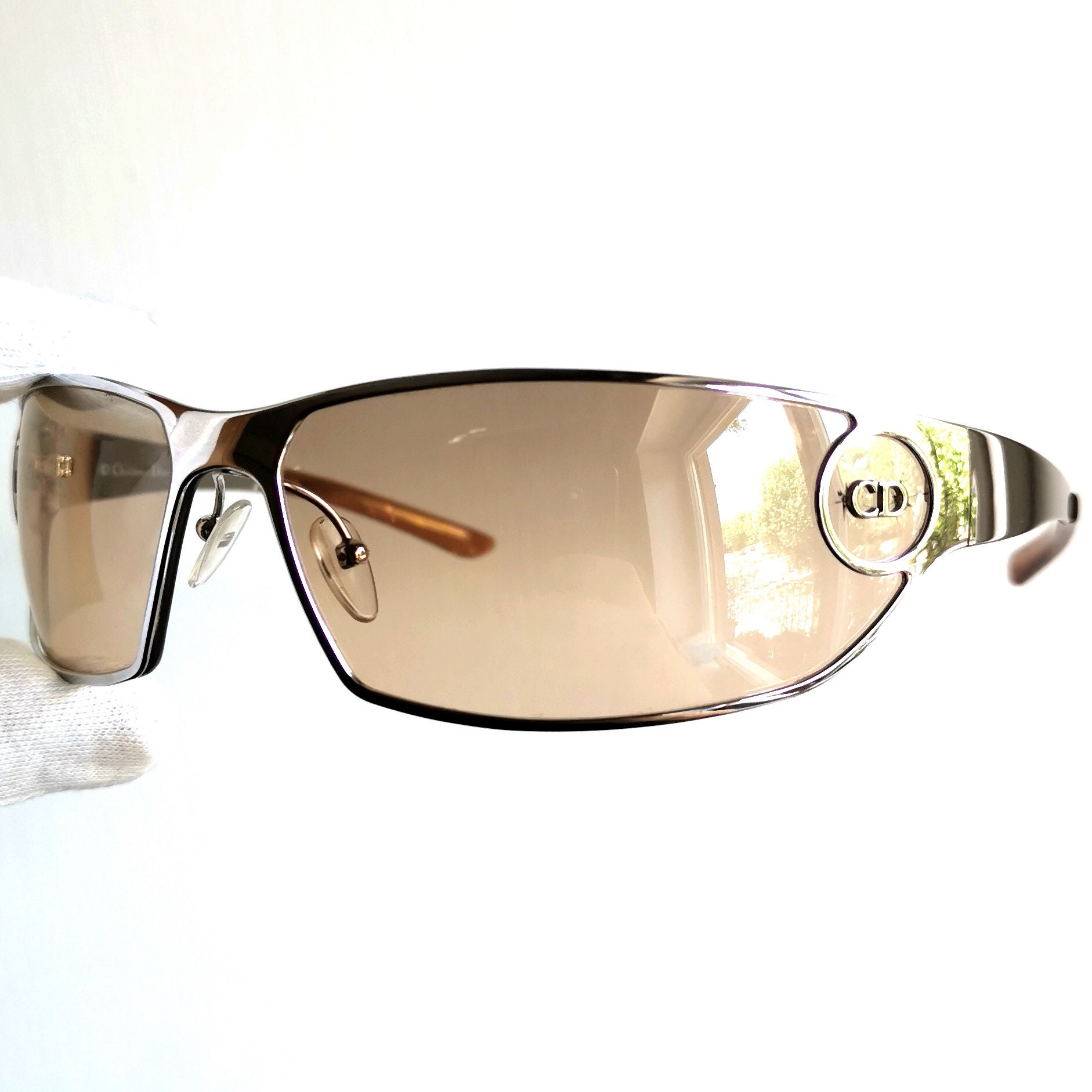 DIOR Diorstart Vintage Sunglasses Silver Orange Wrap