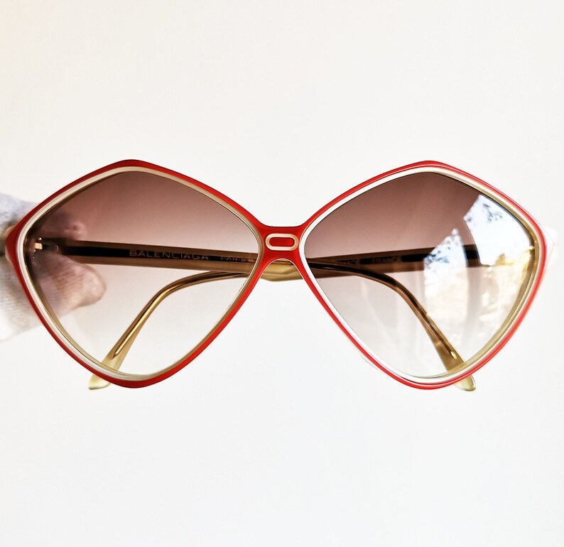 BALENCIAGA Vintage Sunglasses Rare Oval Diamond Rhombus Red Etsy