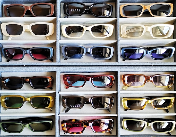 GUCCI vintage sunglasses black oval rectangular s… - image 10