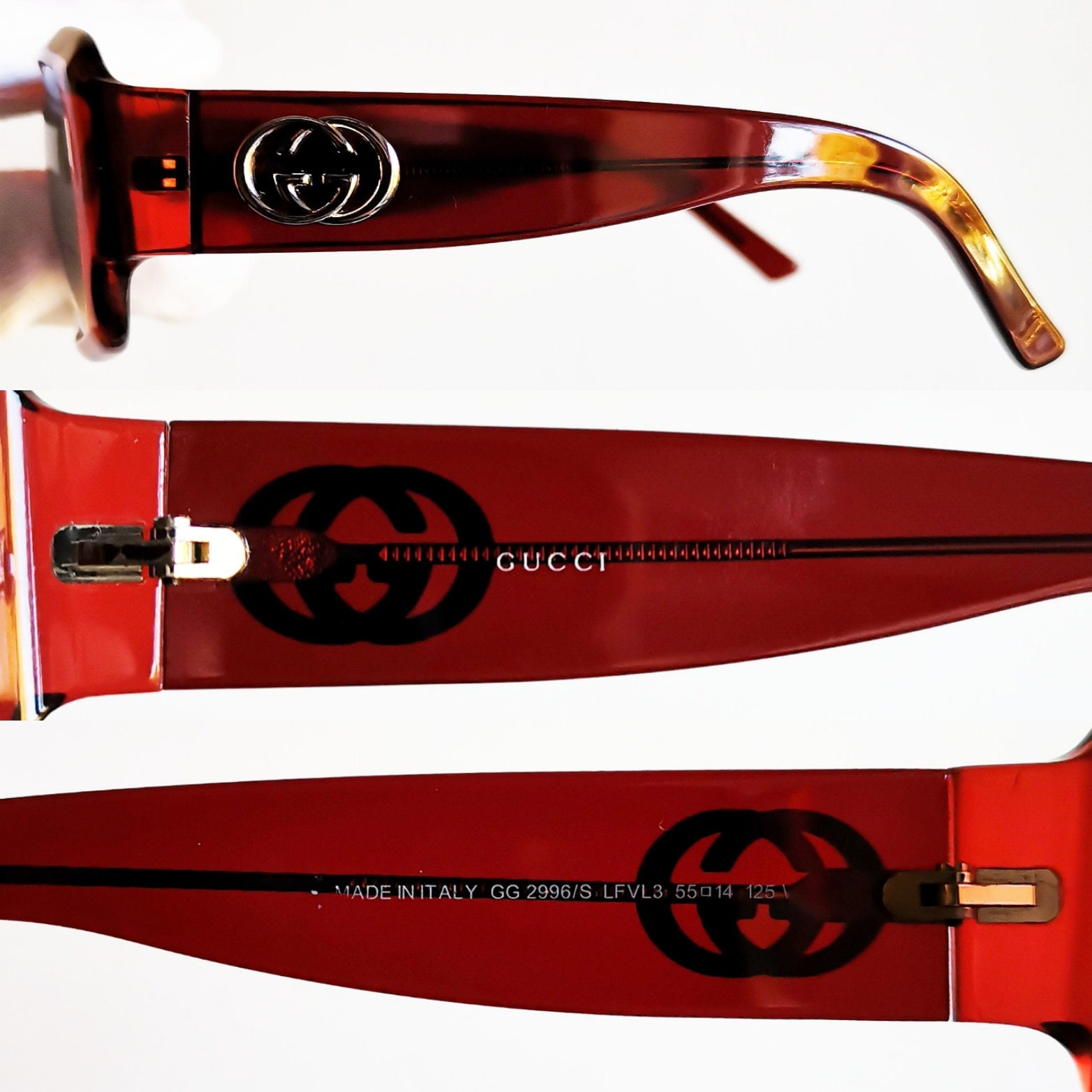 Authentic Gucci sunglasses dark red with good logo Gucci GG1660S 006 Sunglasses - US main image 4