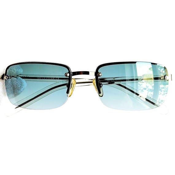 Valentino Rimless Sunglasses with Blue Lenses and Silver Frame Valentino Silver Tone/Blue 5164/S Rectangle Rimless  main image 3