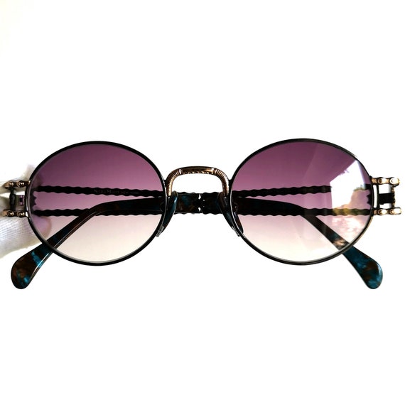 NICOLE MILLER vintage sunglasses oval round gold … - image 3