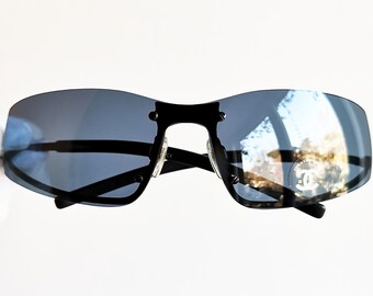 シャネル 4066-B c 101/80 120 サングラス メガネ メンズ CHANEL Sunglasses Vintage Rare Oval Wrap Wraparound Mask