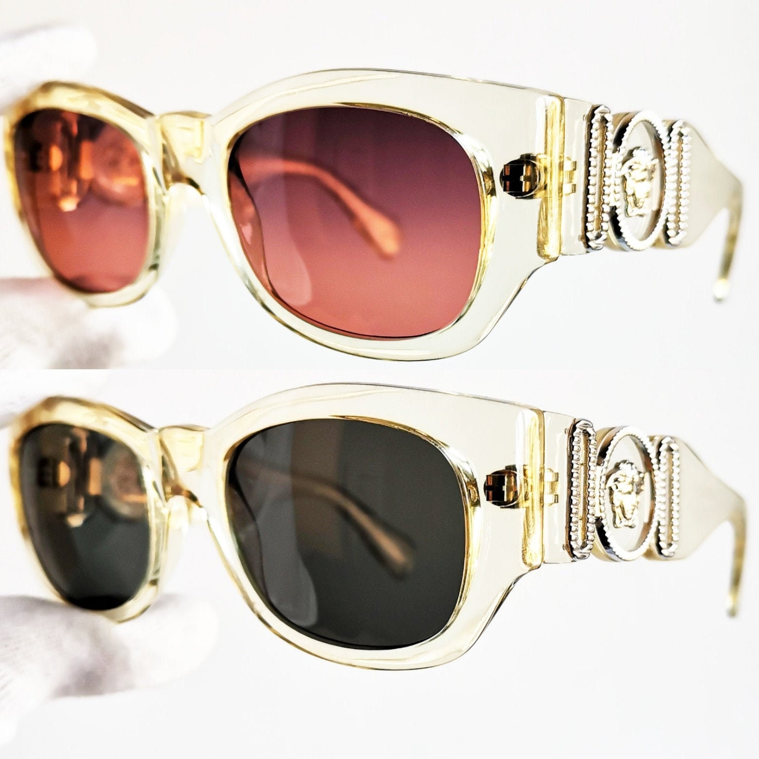 54 未使用 Versace ヴェルサーチ サングラス 413/B 850 VERSACE Vintage Sunglasses 413/B Clear Transparent Squared