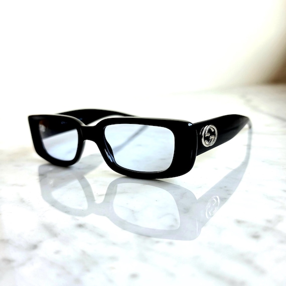 GUCCI Vintage Sunglasses Black Oval GG2409/S Square Rectangular