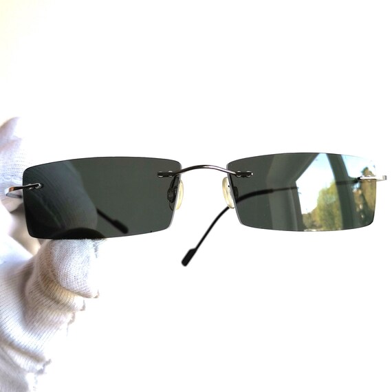 IP-Titanium sunglasses silver small rectangular l… - image 3
