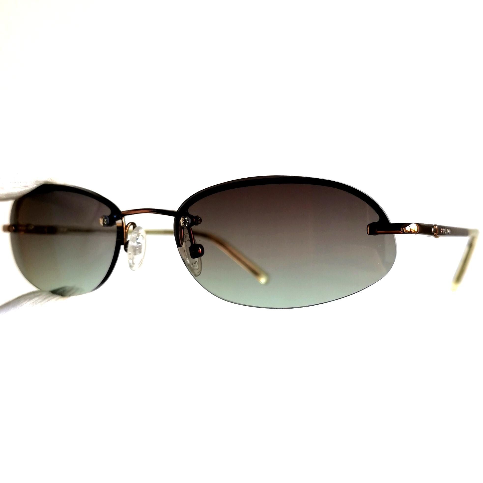 PRADA Vintage Sunglasses Rimless Oval Bronze Copper Small VPR52D