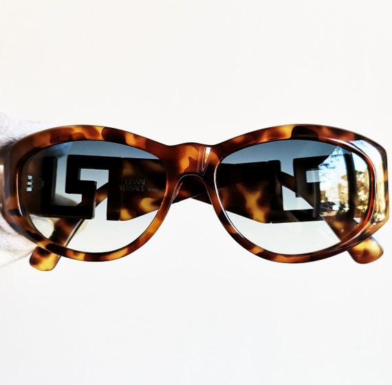 VERSACE vintage sunglasses rare T24 oval brown ma… - image 2