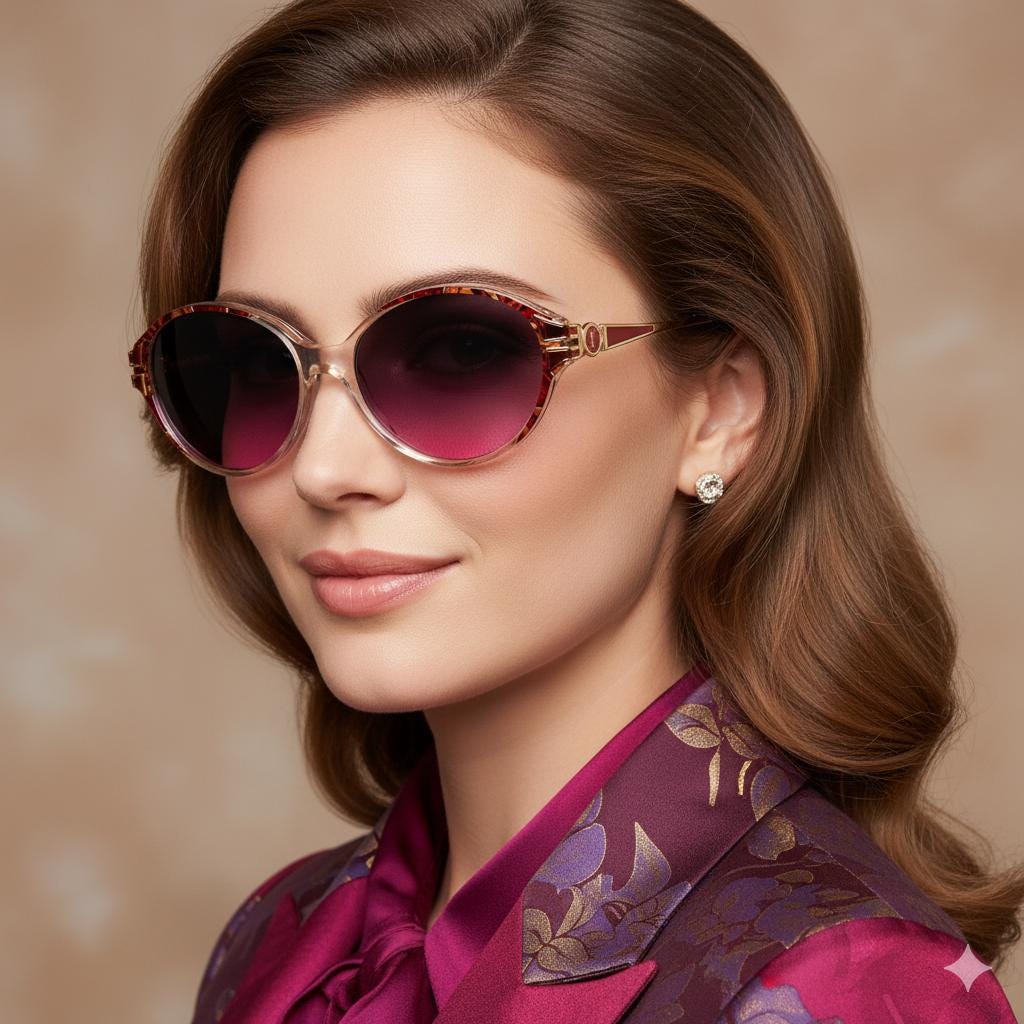 YVES SAINT LAURENT Vintage Sunglasses Clear Red Purple Gold Ysl