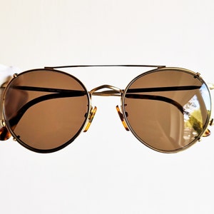ARMANI vintage sunglasses rare round oval gold steampunk goth tortoise brown frame Emporio Giorgio  clip on 90s Migos Rihanna Tupac