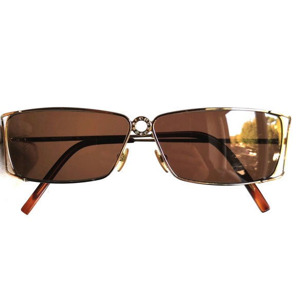 VALENTINO vintage Sunglasses gold rectangular ova… - image 3