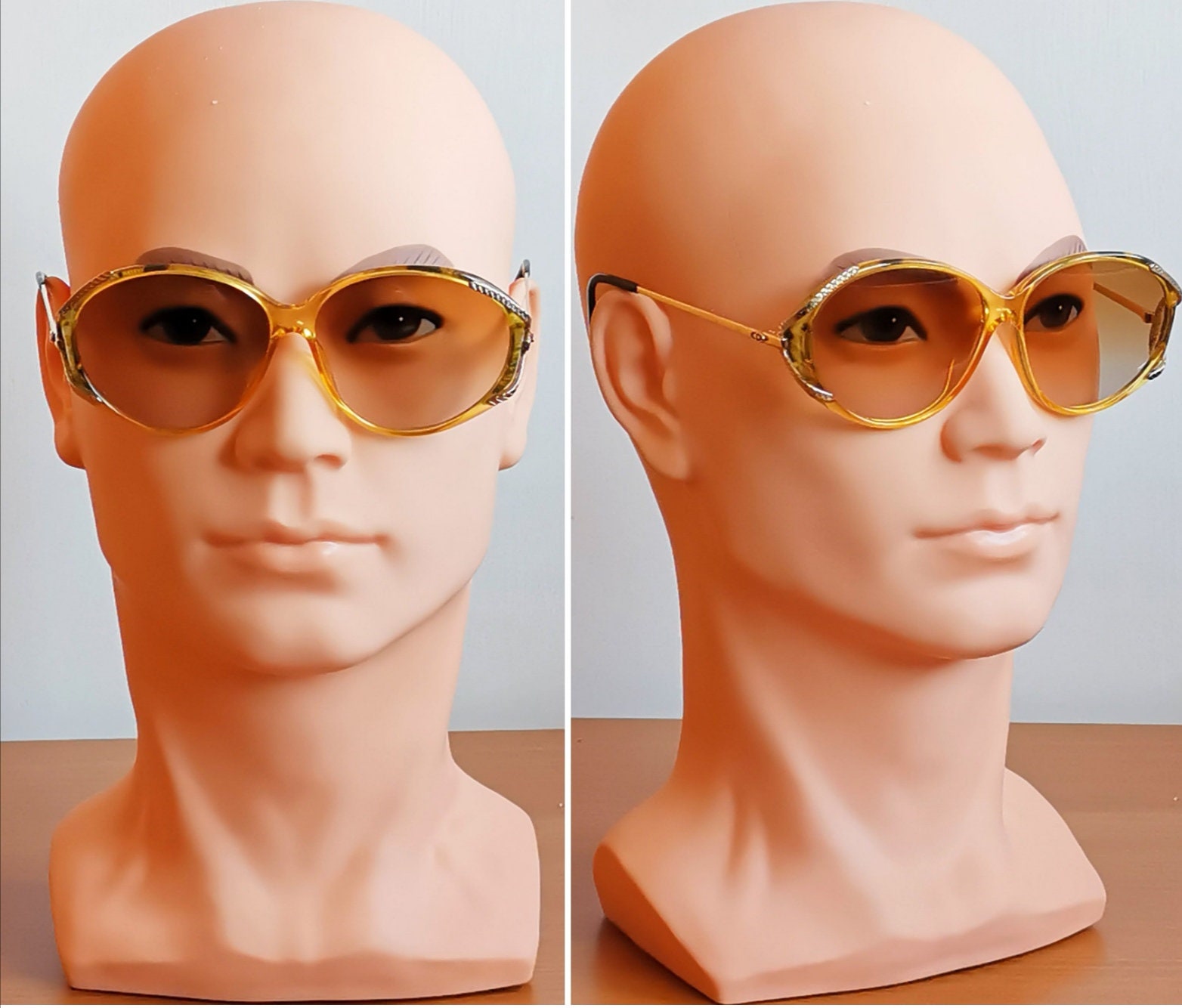 DIOR Vintage Sunglasses Rare Gold Yellow Oval Christian 2744