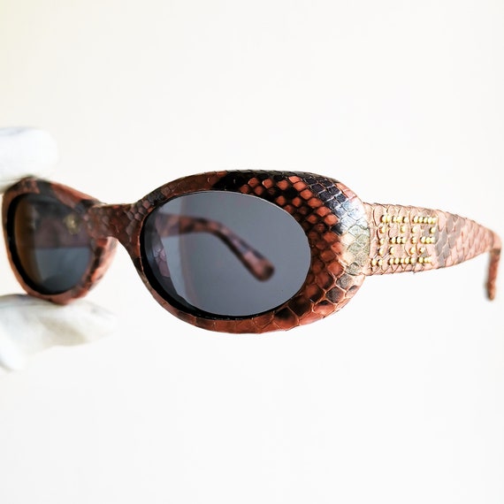 VERSACE vintage sunglasses rare oval 248/P trimmi… - image 2