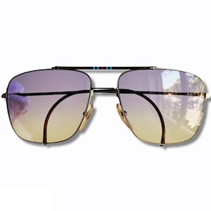 Gafas de sol vintage MARTINI RACING by Lozza Linea Rally Acropolis cuadradas aviador marco de piloto marrón dorado años 80 y 90 nuevas lentes amarillas violetas NOS