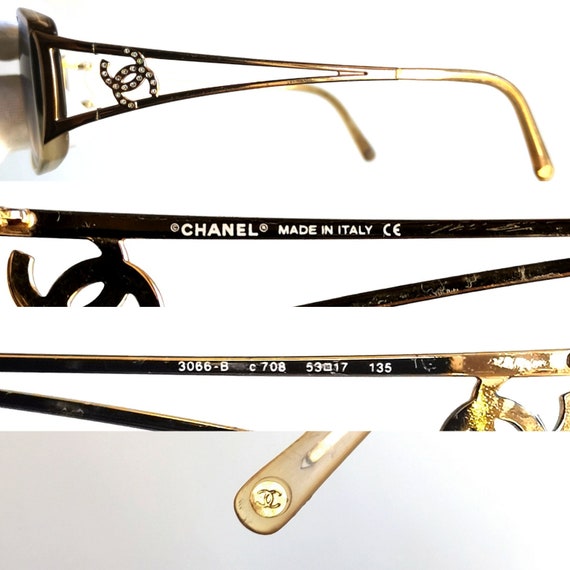 CHANEL vintage Sunglasses gold oval square rhines… - image 4