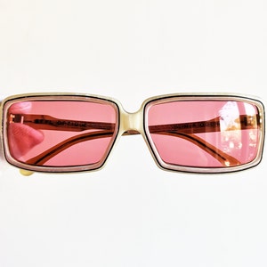 STYL OPTIQUE vintage sunglasses rare oval rectangular white cream frame new pink lens 90s Rihanna Lady Gaga Migos designer hype drop