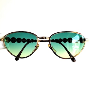 FENDI vintage sunglasses oval gold brown rare FF frame FS216 Takeoff new green yellow lens 90s Zodiac Horoscop Astrological Star Signs NOS