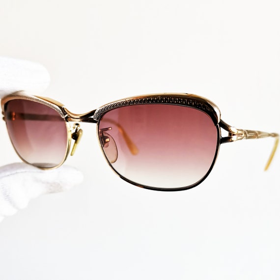 AMOR Oval Sunglasses Vintage Rare Engraved Gold Filled Plated