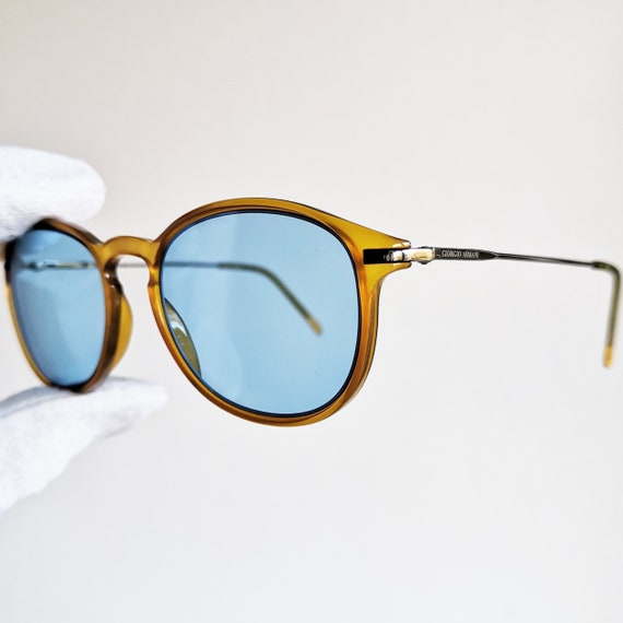 ARMANI occhiali da sole vintage rari ovali rotondi gialli argento