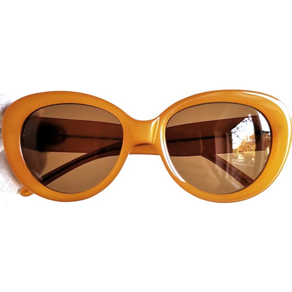 GUCCI Vintage Sunglasses Orange Honey Oversize Big Cateye