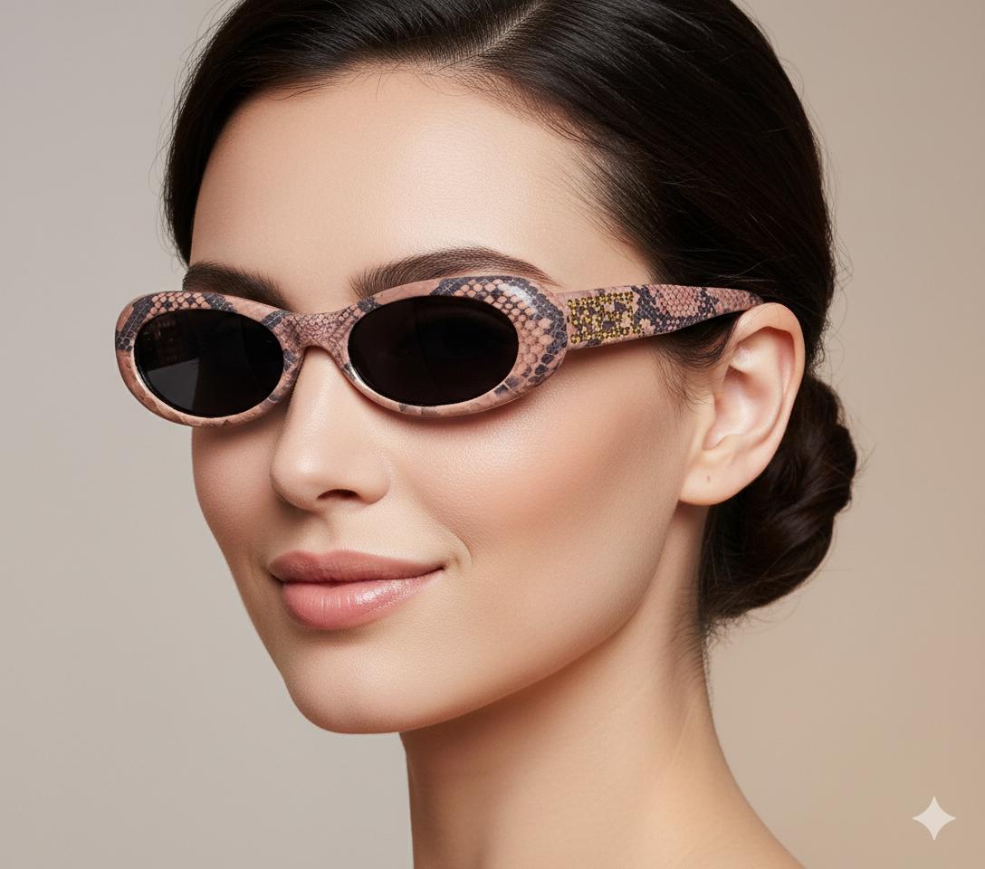 VERSACE Vintage Sunglasses Pink Leather Python Snake Skin 248/P