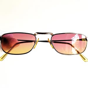 14K GOLD PLATED small vintage Sunglasses rare Bad Bunny Rihanna BARTOLI square rectangular oval filled tiny frame new pink orange lens 80s