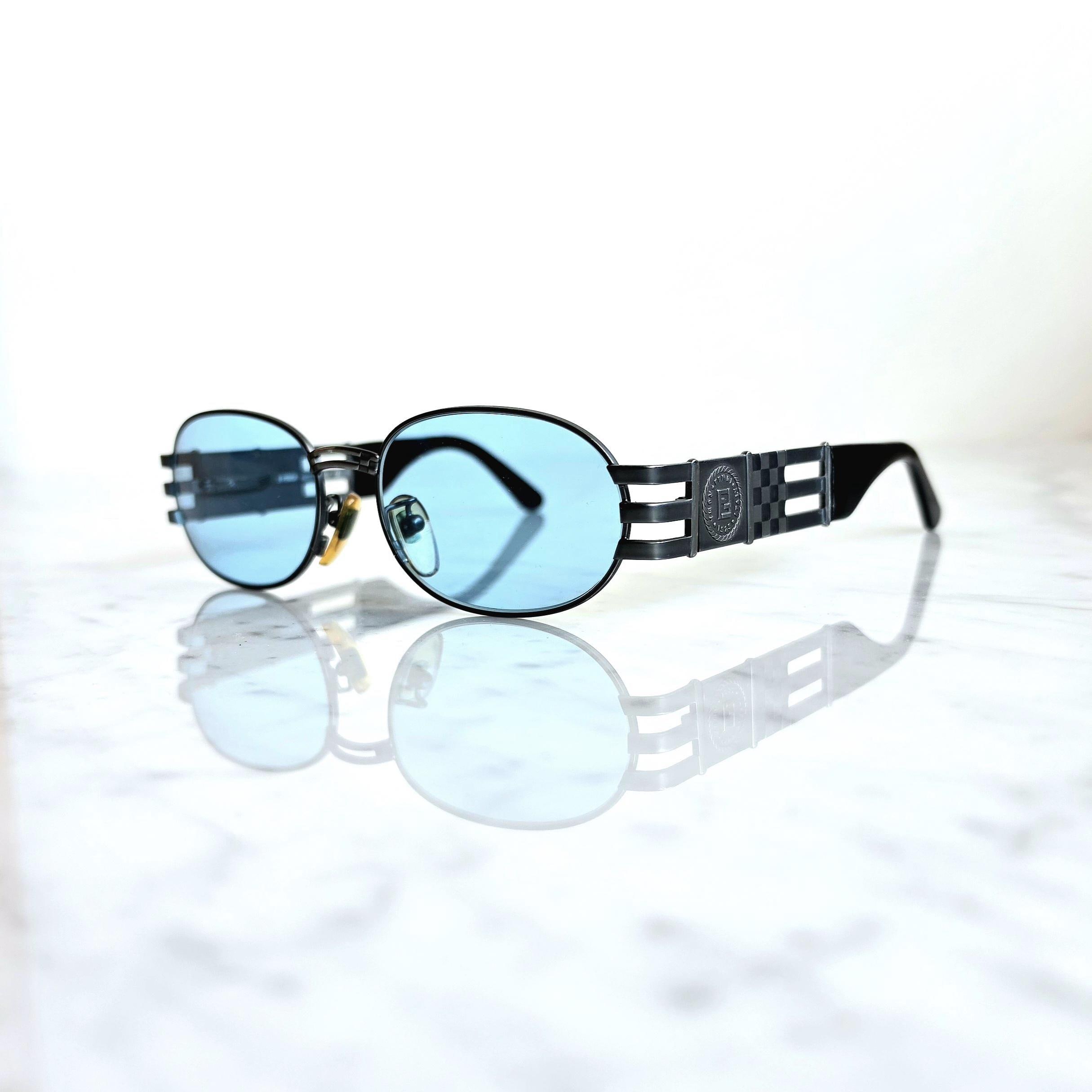 FENDI Vintage Sunglasses Oval Gray Black SL7028 Frame Takeoff 90s