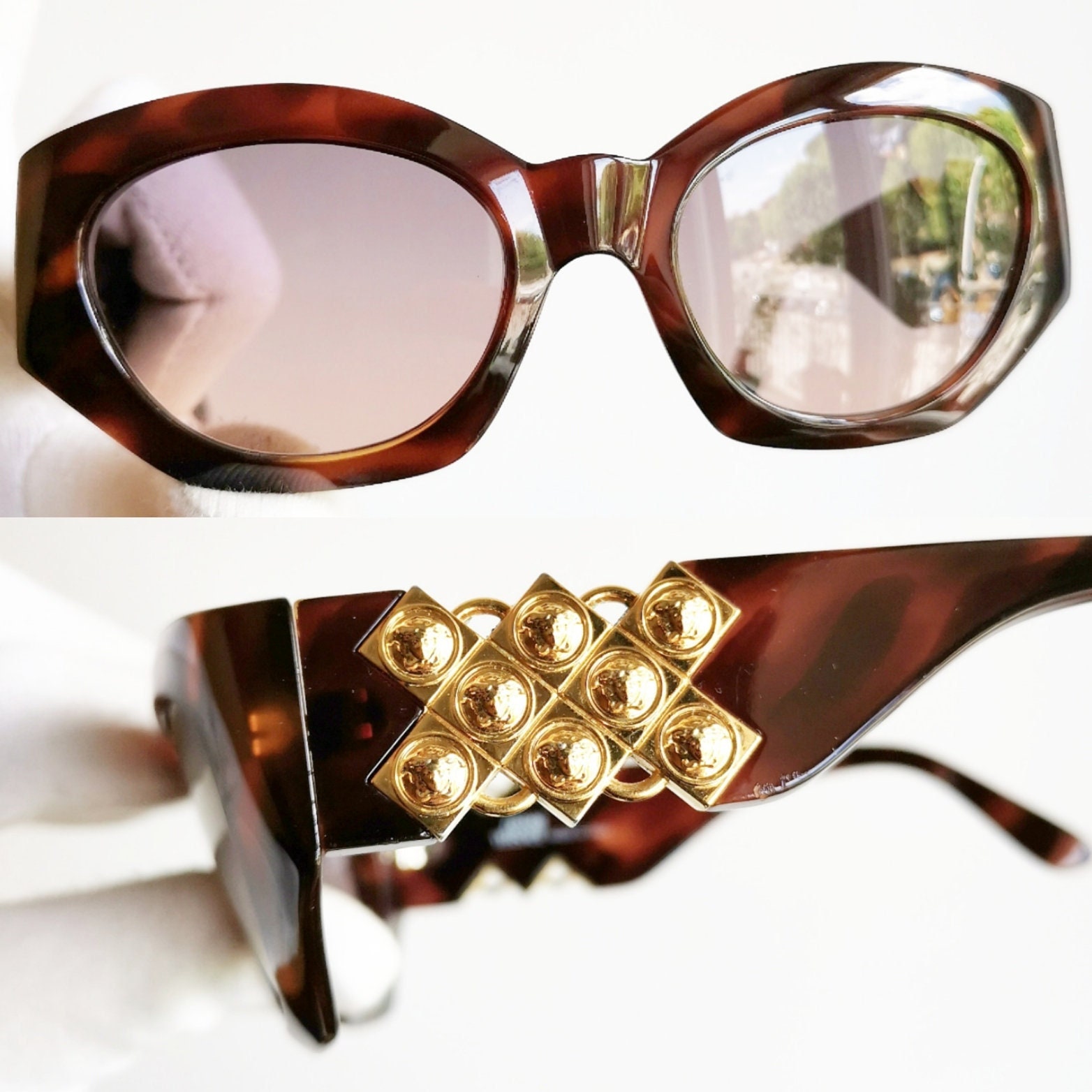 Vintage GIANNI VERSACE 420/C Medusa Tortoise Gold Medusa Sunglasses 90s VERSACE Vintage Sunglasses 420/C Gold Tortoise Brown Medusa  main image 4