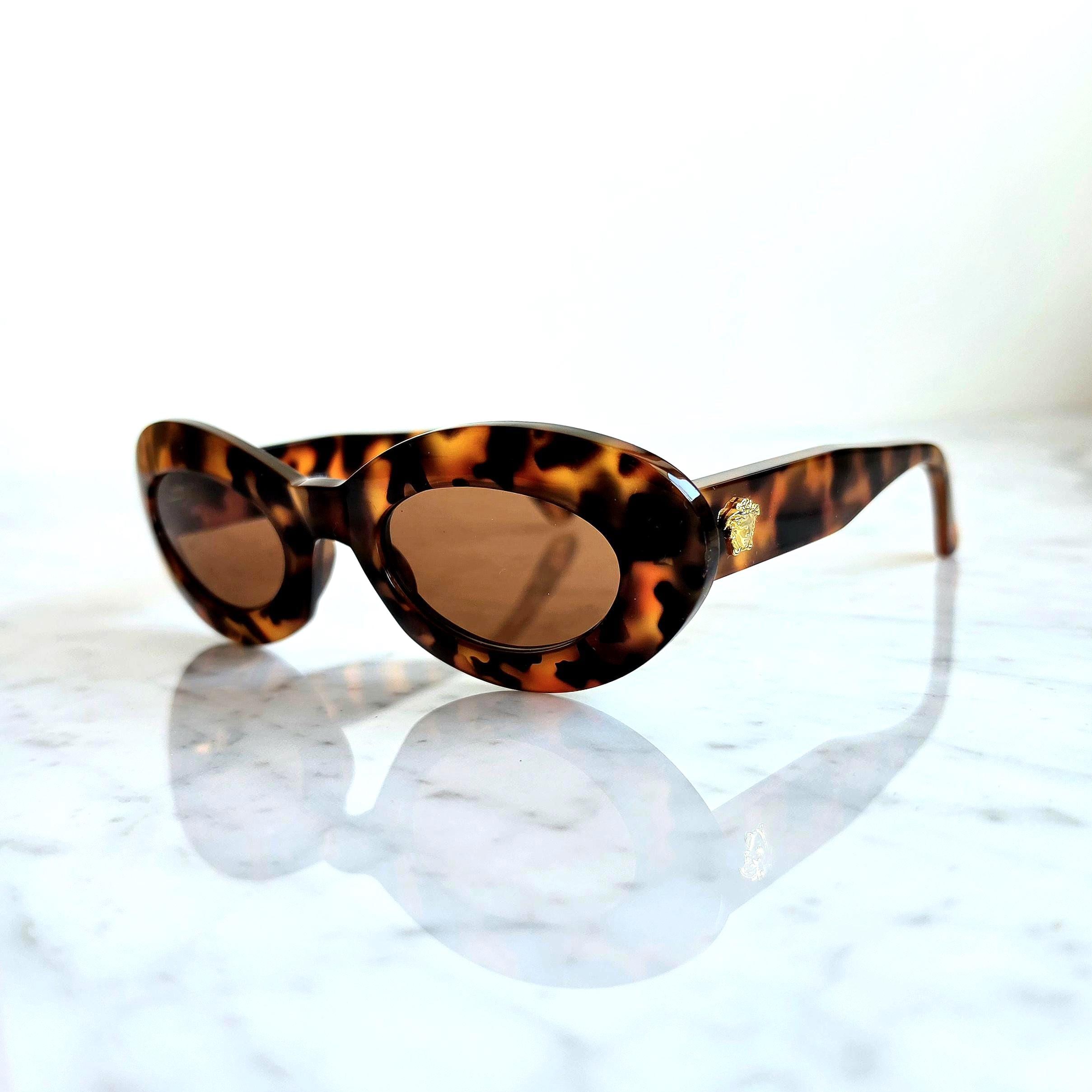 VERSACE Vintage Sunglasses Gold Medusa Animalier Tortoise 