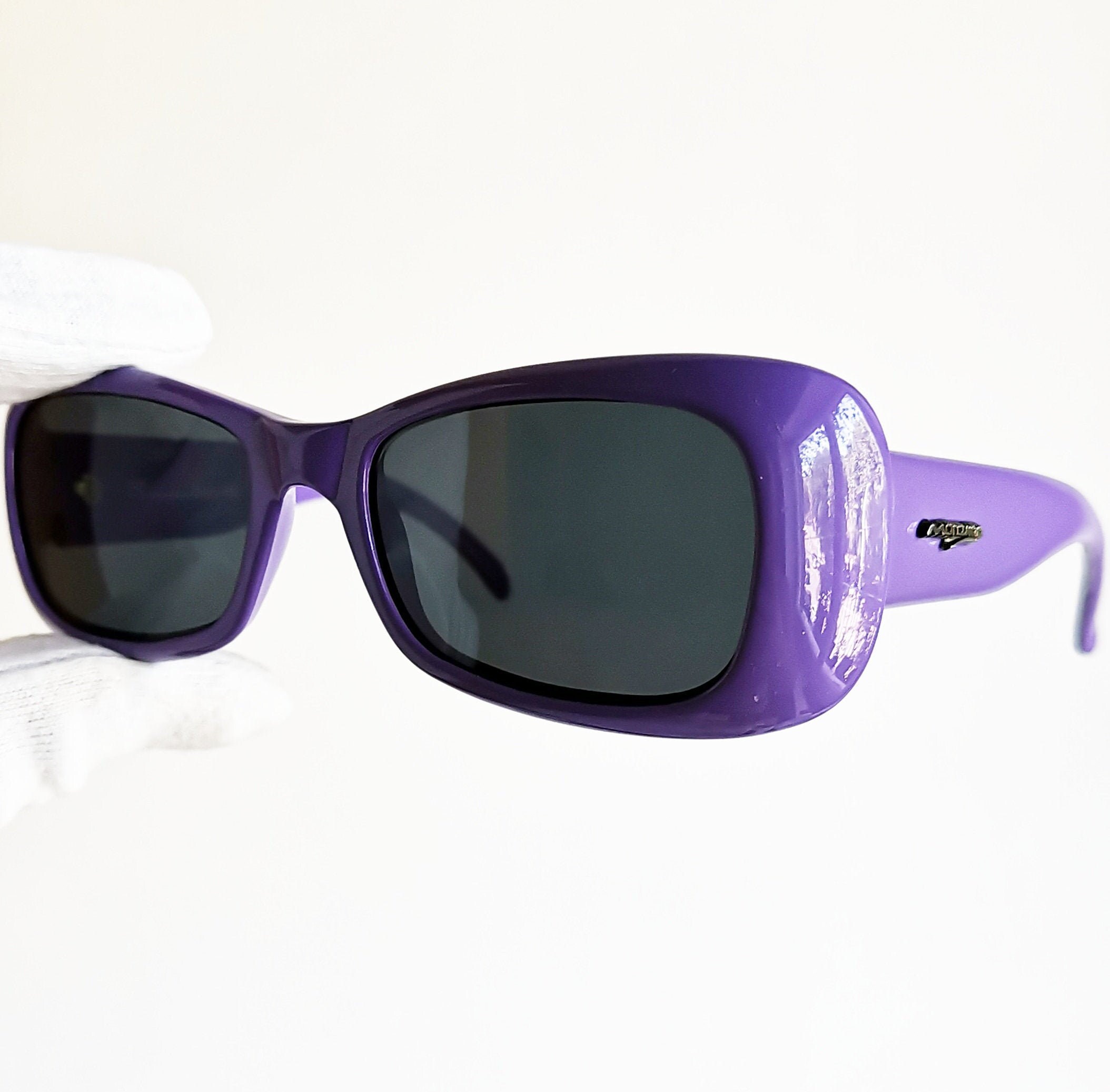 MORANGE Vintage Sunglasses Rare Square Oval Violet Purple Wrap 