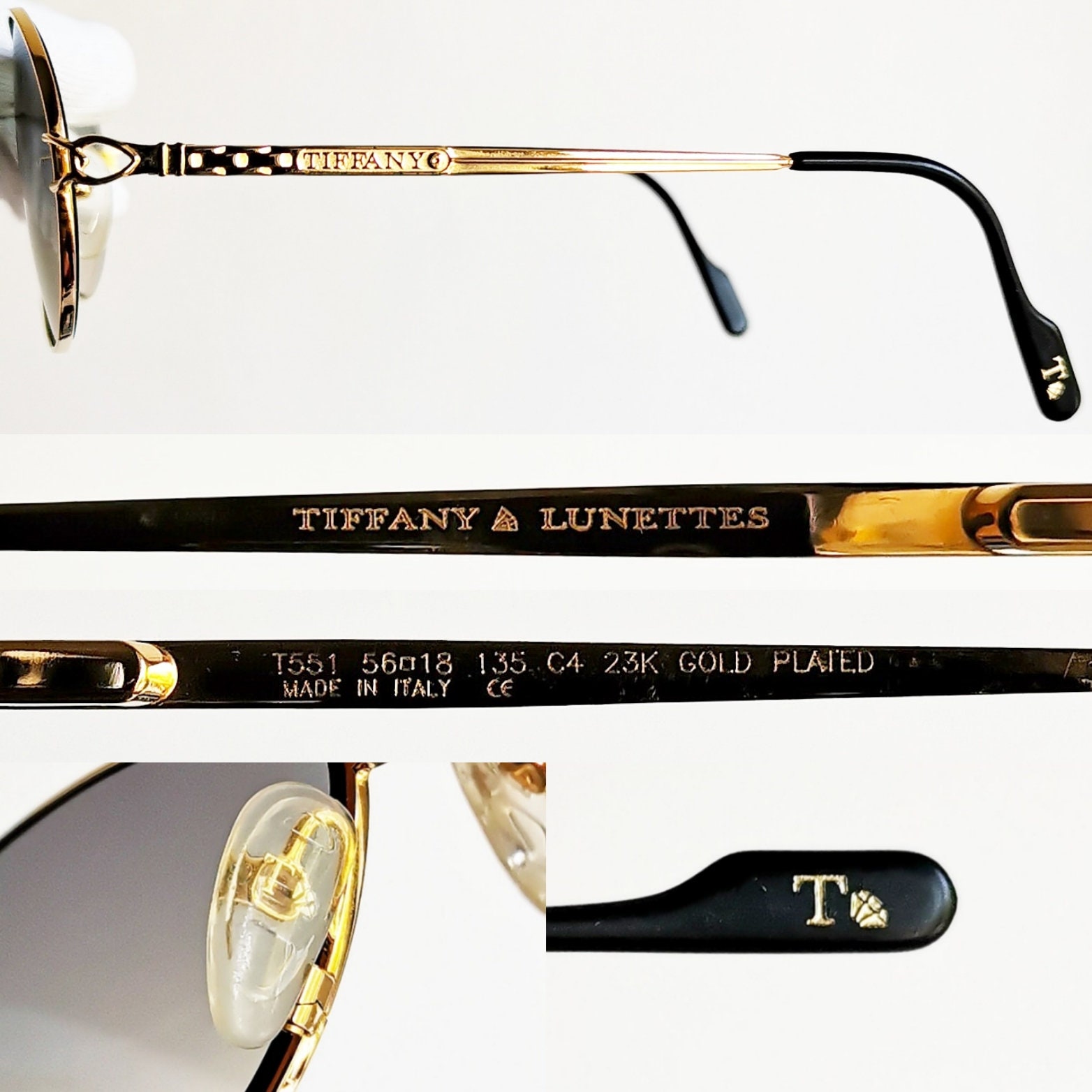 Buy TIFFANY 23K Gold Plated Vintage Sunglasses Rare Filled Aviator 