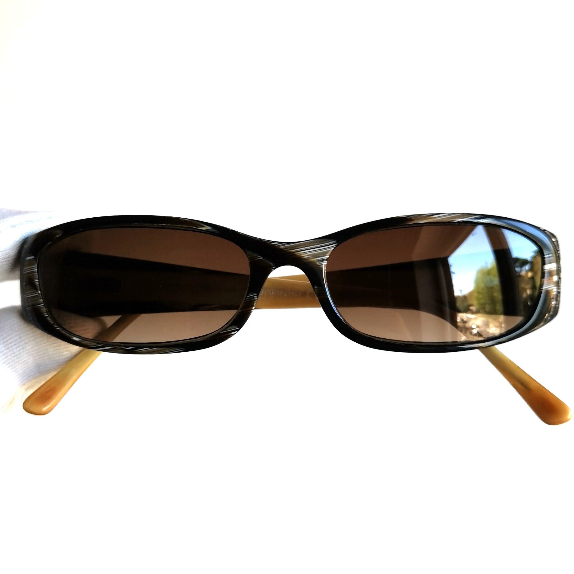 CHANEL Vintage Sunglasses Rectangular Oval Black White Brown CHANEL Vintage Sunglasses Rectangular Oval Black White Brown