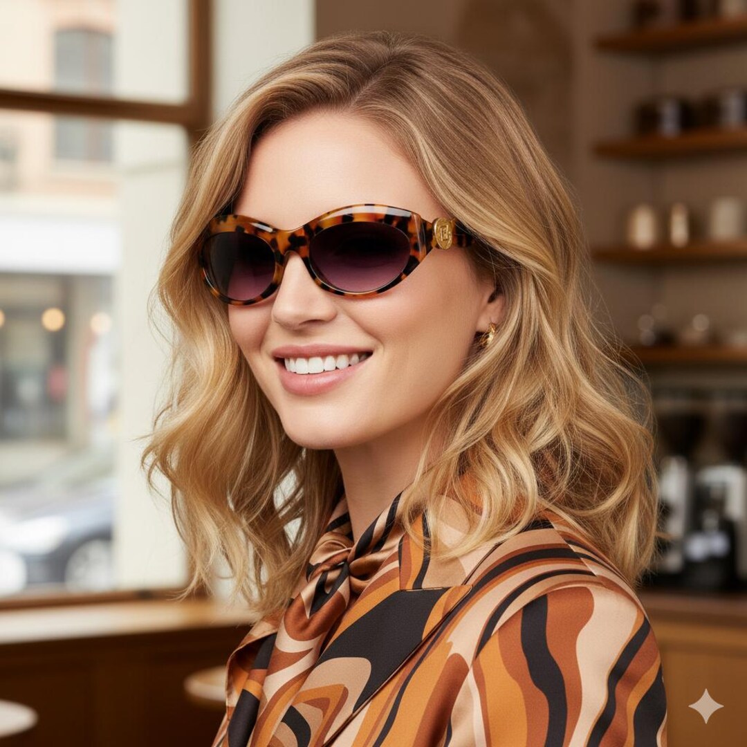 fさま FENDI Vintage Sunglasses Oval Gold Ring Logo FF Brown FS229 Frame
