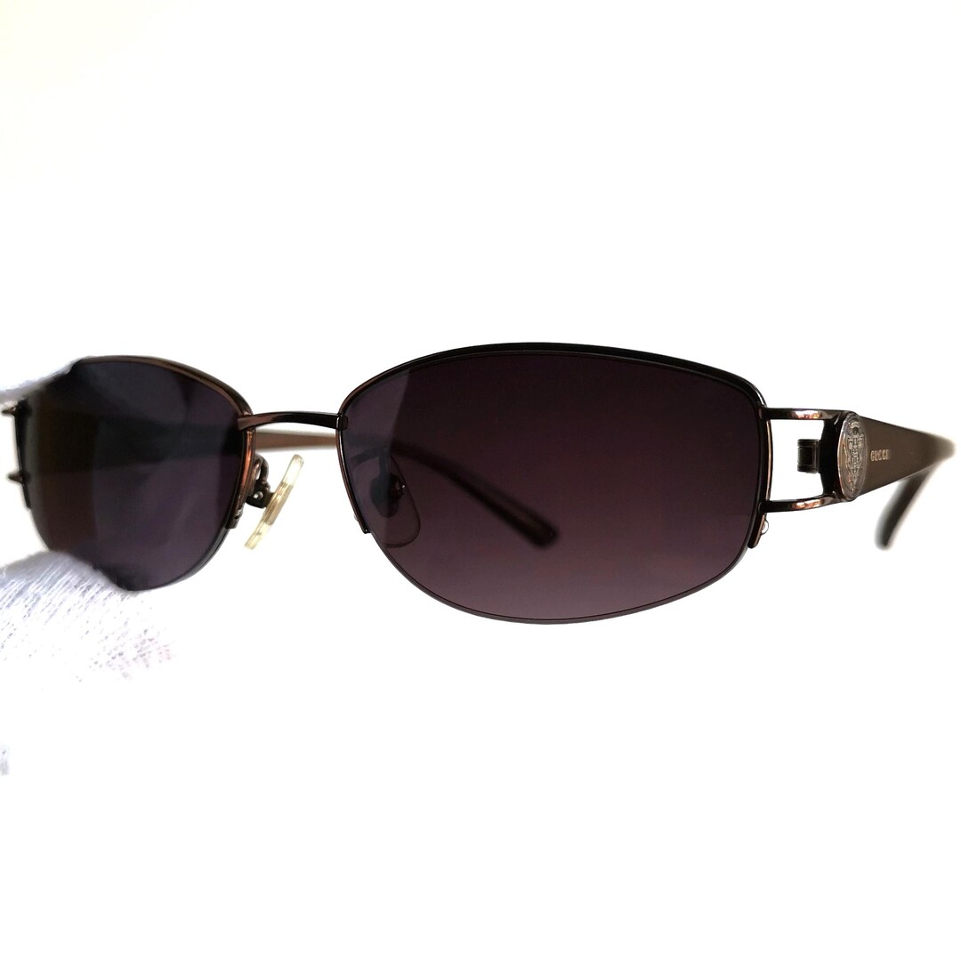 GUCCI Titan Sunglasses Vintage Oval Copper Half Rim Made in