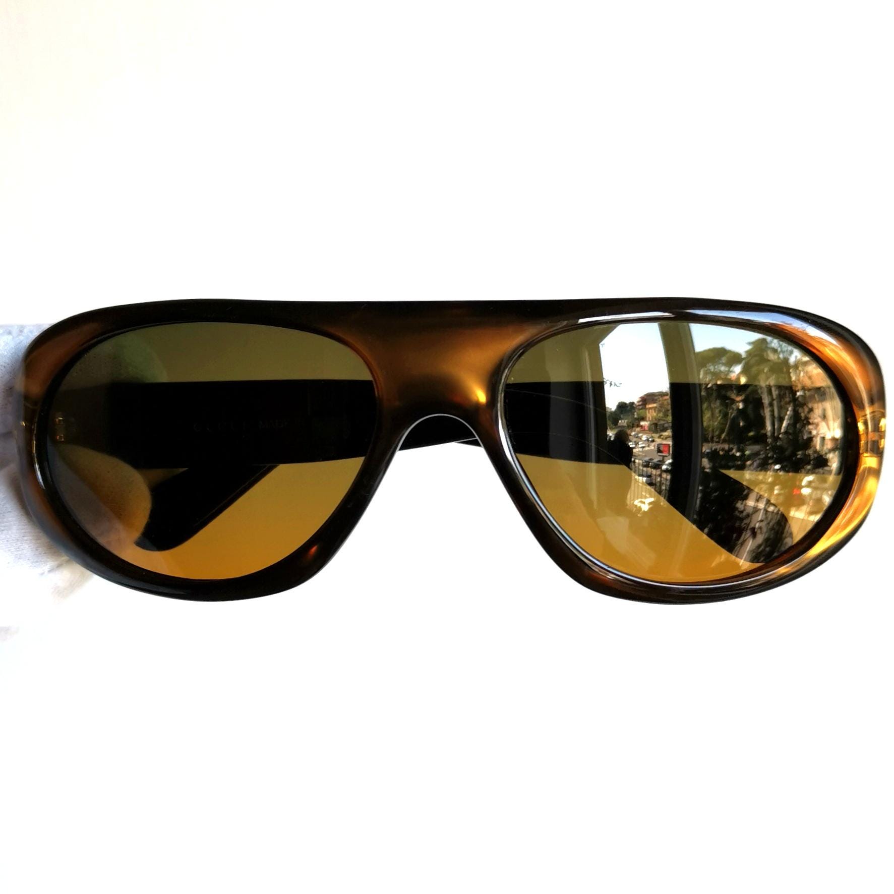 GUCCI Vintage Sunglasses Oval GG1170/S Silver GG Monogram 