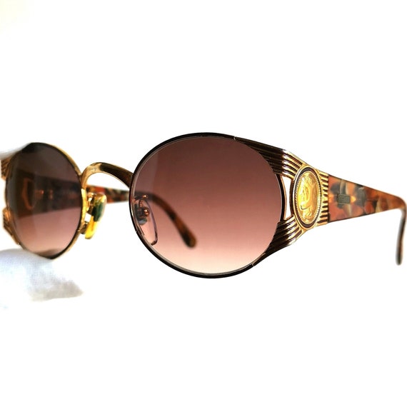 FENDI Vintage Sunglasses Oval Round Gold Tortoise Brown Lens  display picture 1