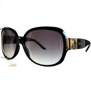 Vintage DIOR-zonnebril zwart zilver gemarmerd parelmoer DiorClassic1 oversized rechthoekig montuur Christian Rihanna Kylie Jenner jaren 90 jaar