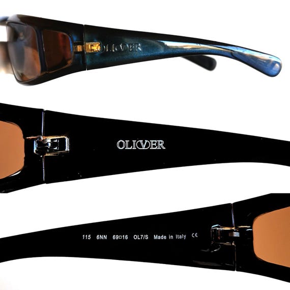 Valentino Vintage Sunglasses Blue Wrap Four Brown Lenses OLIVER