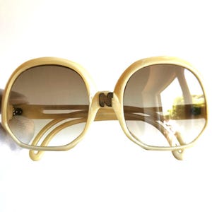NINA RICCI vintage sunglasses white marbled rare squared oversize big butterfly odd hippie frame boho French style festival diva 60s 70s 80s