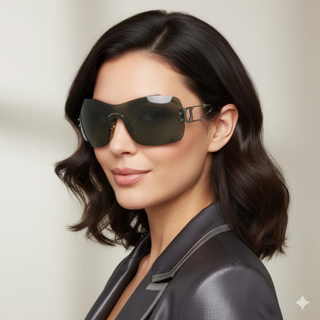 SWEETEST DIOR Vintage Sunglasses Black Mask Wrap Christian Pzl95