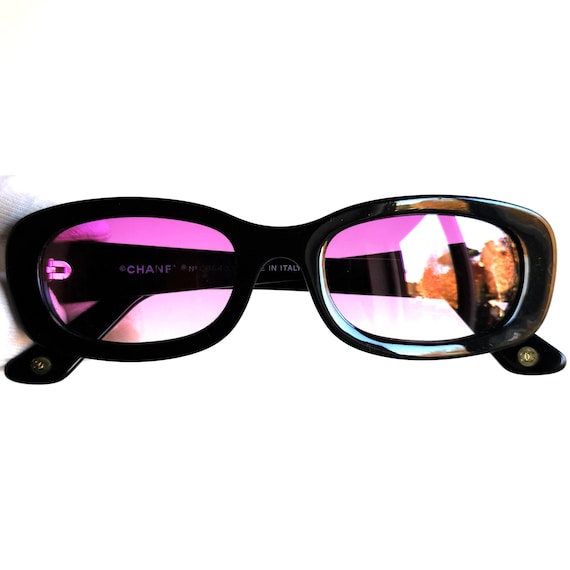 CHANEL Vintage Sunglasses Oval Black Gold CC Logo 5011 Frame  display picture 1