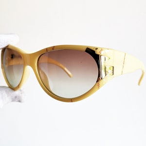 Lunettes de soleil vintage DIOR rares ovales carré blanc ivoire crème rouge Christian 2346 Rihanna Migos cadre oversize wrap masque enveloppant nouveau NOS des années 90
