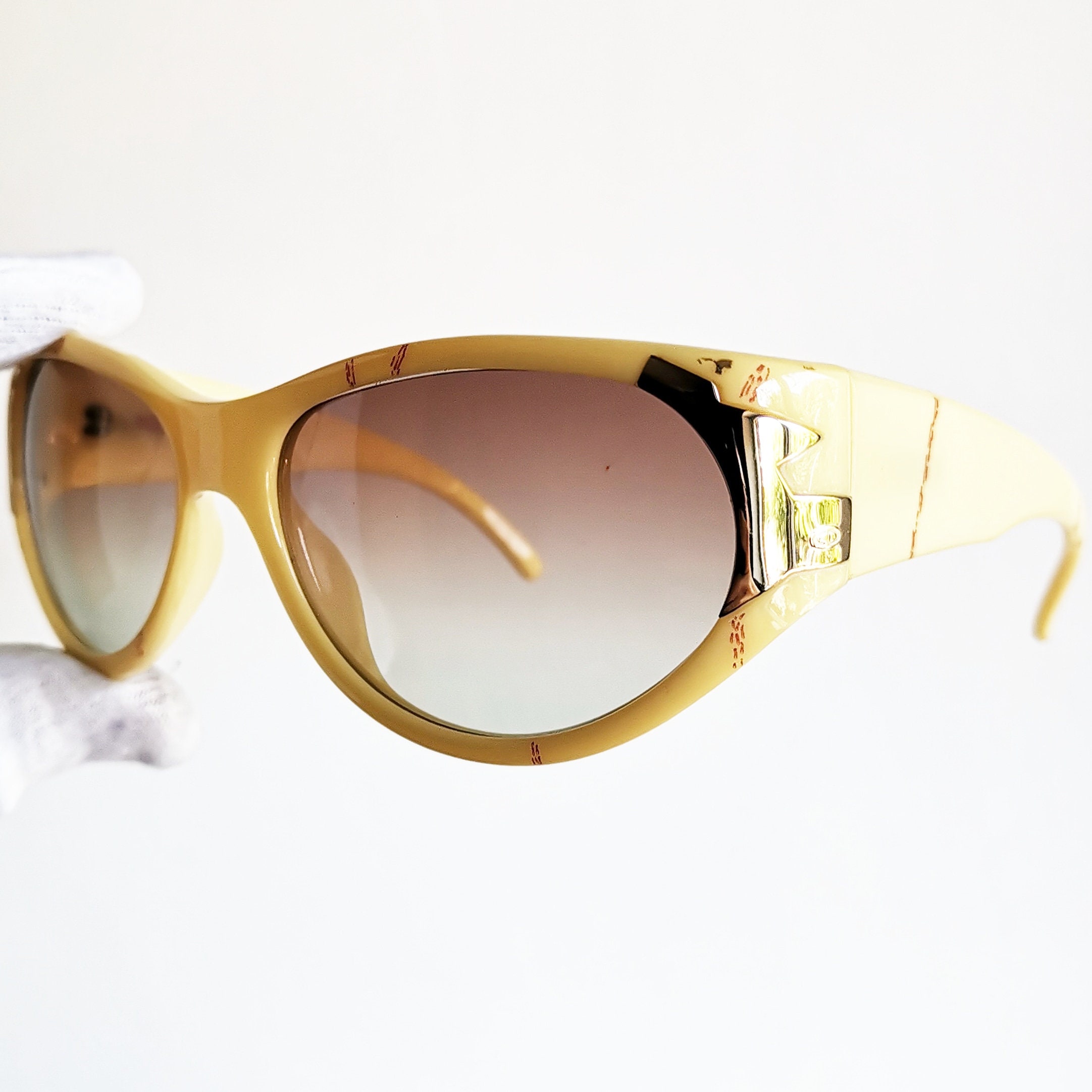 CHANEL Vintage Sunglasses Rare Oversize Wrap Wraparound Mask 