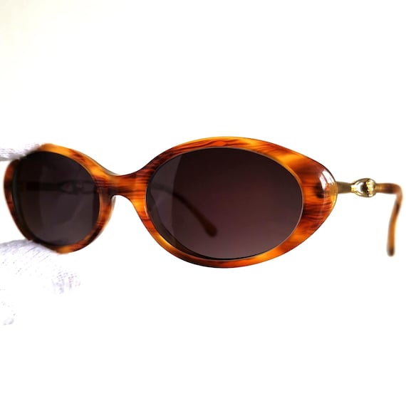 VERSACE Vintage Sunglasses Oval Gold Tortoise Brown Medusa Gianni