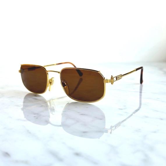 GERALD GENTA Gold Plated Sunglasses Vintage 04 Square Aviator 90s