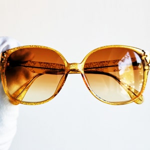 CHRISTIAN LACROIX vintage sunglasses rare square braided gold crown 7342 wrap yellow graffiti flowers Rihanna Lady Gaga frame New NOS 90s image 2