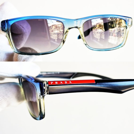 Prada - Prada Eyewear - Rectangular Sunglasses - Peacock Blue Crystal Sky  Blue - Prada Collection - Avvenice