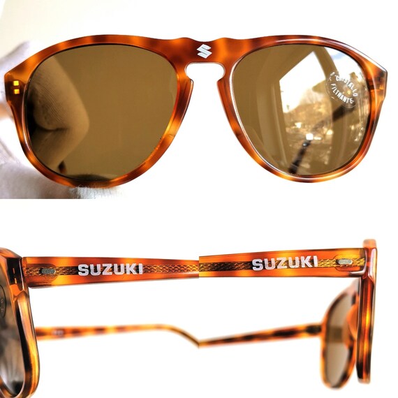 SUZUKI vintage sunglasses tortoise brown white lo… - image 3